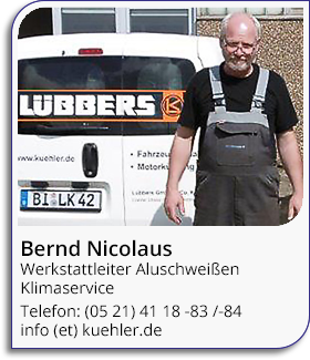 Bernd Nicolaus, Werkstattleiter Aluschweißen, Klimaservice